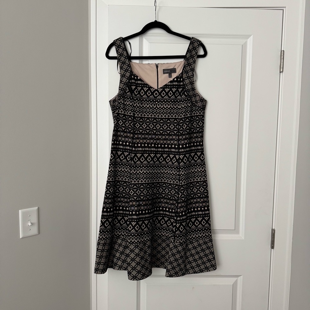 Donna Ricco Black and White A-Line Midi Dress *NWOT